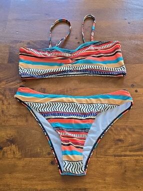 Cupshe Bandeau High Waisted Tribal Bikini Set Size XL